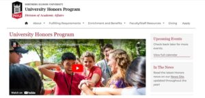 Screenshot of the updated University Honors Program website homepage